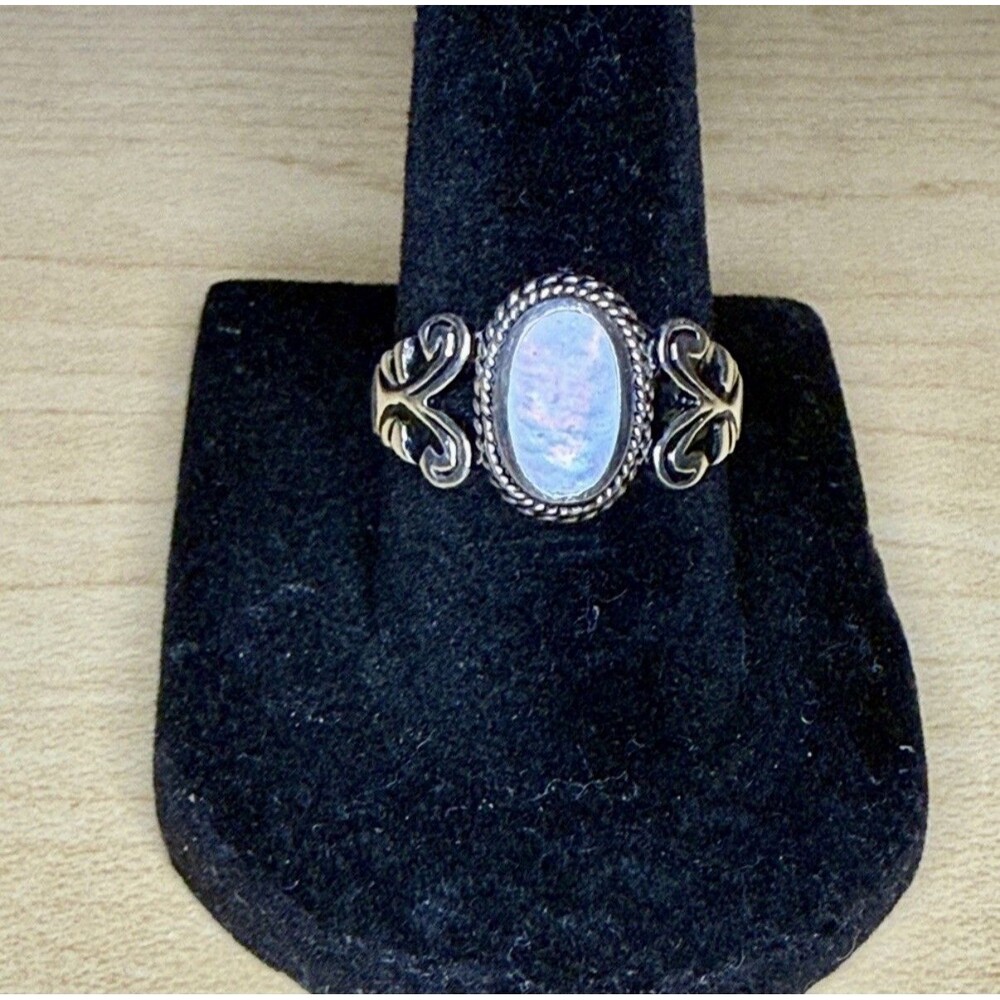 925 SS Vintage Mother-of-Pearl Antique Style Ring 7.75 made in Thailand